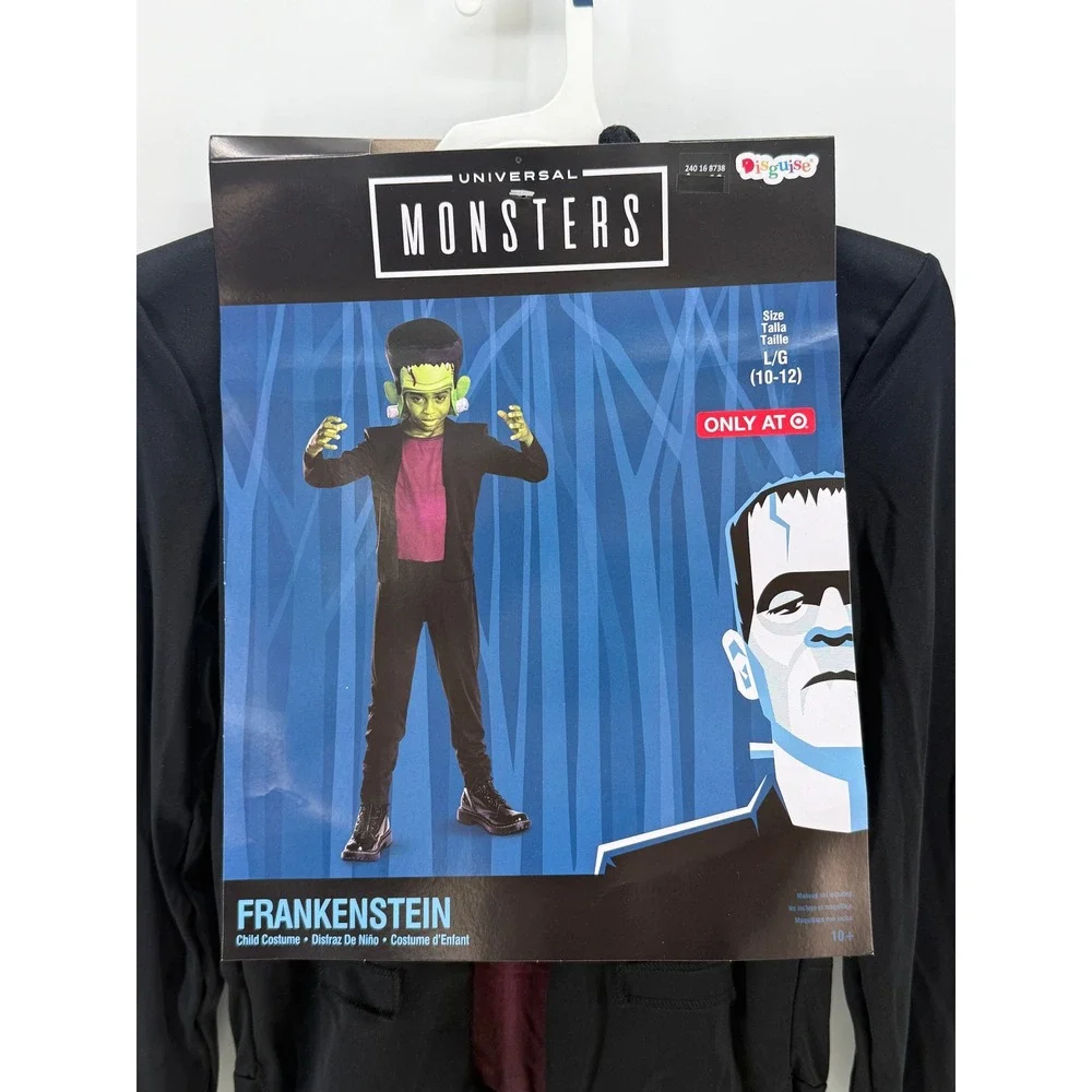 Universal Monsters Frankenstein Child Costume Black Large 10-12 New Disguise